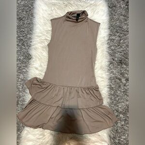 Taupe Sleeveless Mock Neck Dress